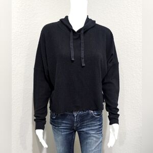 Roxy Black Waffle Thermal Hoodie Shirt